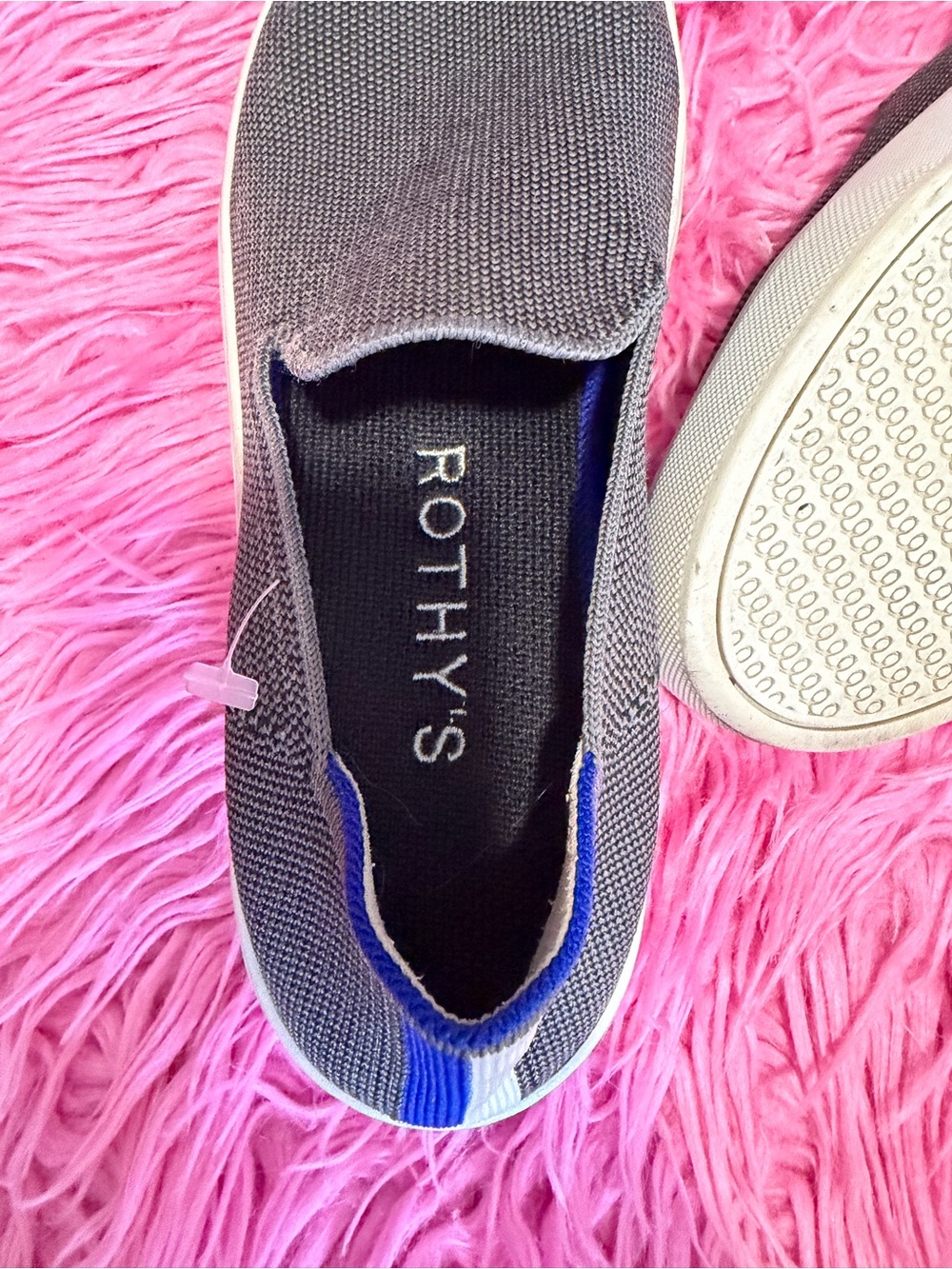 Rothy's Gray Knit Slip-On Sneakers with White Sole - Picture 4 of 5